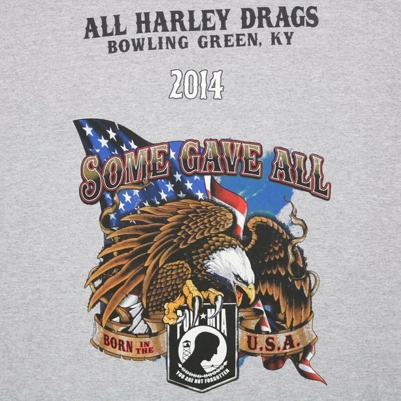 All Harley Drags 2014 Bowling Green Kentucky POW MIA T-Shirt Shirt Gray 4XL - Picture 8 of 9